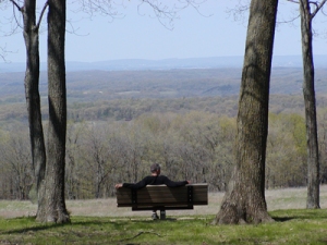 Man on a bench.  Photo by Callen Harty.